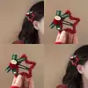 Presilha de Cabelo de Pelúcia Estrela Vermelha de Ano Novo, Presilha BB para Franja em Laço, Presilha Lateral de Cabelo, Acessório de Cabelo para Cabeça de Natal