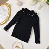 Ropa de Punto para Niña 2025 Otoño e Invierno Suave Camiseta Base Top Estilo Princesa para Bebé Niña Dulce Sencillo Tejido de Punto Moderno
