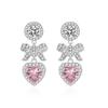 Pendientes de Nudo de Princesa, Pendientes Dulces y Lindos de Lazo de Niña con Corazón, Lujo Accesible para Mujer, Francés de Gama Alta Elegante Elegante