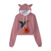 Suéter de ombligo de cintura alta para mujer, suéter con capucha y orejas de gato, moda de comercio exterior, novedad de primavera