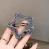 Presilha de Cabelo Estrela de Cinco Pontas com Contas de Cristal Exquisite, Toque de Luxo Leve e Alto Padrão, Nova Elegante Presilha para Franja Penteadeira Acessório de Cabelo