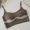 Novo Sutiã Listrado Fino com Renda de Cílios Estilo Retrô, Colete Curto Pulôver, Roupa Íntima para Transmissão Ao Vivo, Feminino, Transfronteiriço