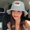 Sombrero de pescador estilo coreano con diseño de oso, bonito y dulce, para mujer, primavera y verano, combina con todo, con cabeza grande, cara pequeña, protección solar.
