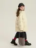 Chaqueta de Plumas Aimo Beibei Estilo Coreano para Niños con Capucha Cuadrada de Plumas de Pato Blanca Abrigo Grueso Cálido de Invierno para Niñas 2025