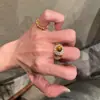 ¡Lujoso! Anillo Retro Vintage de Color Ojo de Tigre Dorado de Nicho, Diseño de Nicho Estilo Old Money, Anillo de Lujo Ligero y Acabado de Alta Gama