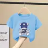 Camiseta de Manga Curta Infantil para Meninos, Novo Estilo de Verão, 100% Algodão Puro, Respirável, Caimento Solto, Top Versátil para Meninos