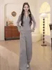 Conjunto Deportivo Casual para Mujer, Nuevo Estilo de Invierno, Forrado de Felpa y Engrosado, Sudadera de Cuello Alto Ajustada y Pantalones de Pierna Ancha Conjunto de Dos Piezas, Elegante y Rejuvenecedor