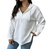 2026 Novo Comércio Exterior Transfronteiriço Casual Roupa de Casa Feminina com Zíper Capuz Bolso Cor Sólida Waffle Manga Longa Moletom