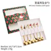 S Regalo de Navidad juego de cucharas de acero inoxidable lindo colgante cuchara de postre cuchara de café tenedor de fruta cuchara caja de regalo