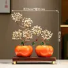 Adorno de Árbol de Cristal Dorado Caqui, Nuevo Estilo Chino para Sala de Estar, Vestíbulo, Aparador de Vinos, Regalo de Alta Gama para Líderes y Ancianos