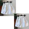 Shorts de verão branco feminino, finos, casuais, cintura elástica, caimento solto, adequado para figuras petites, corte A, cintura alta, hot pants de perna larga