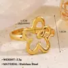 Anillo de Amor de Acero Inoxidable de Moda Europeo y Americano para Mujer Anillo Geométrico Abierto con Forma de Corazón Retro Francés de Acero de Titanio