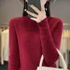 Nuevo Suéter de Mujer Cuello Medio Alto Manga Larga Otoño/Invierno para Mujer Hilo Peinado Ajustado Tejido de Punto Estilo Coreano Tejido de Punto