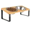 Suporte de Alimentação de Bambu para Pets no Atacado da Fábrica de Origem, Comedouro Elevado para Pets, Tigela de Comida e Água, Suporte de Refeição Universal para Gatos e Cachorros