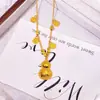 Collar de Calabaza Brillante de Paz y Alegría Chapado en Oro de Latón para Mujer, Moda de Nuevo Estilo Chino Lujo Ligero Cadena para Clavícula de Fortuna y Prosperidad