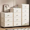 Gabinete de almacenamiento con cajones engrosado estilo crema, gran capacidad, multicapa, con ruedas, para almacenamiento de ropa de mesita de noche en el dormitorio, gabinete de cinco cajones