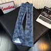 Nuevos Pantalones Casuales para Hombre con Diseño Retro Americano Estampado, Pierna Ancha Holgada Adelgazante, Caída Artística Popular, Cintura Alta