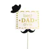 Pajarita vestido barba pastel sombrero decoración tarjeta negro dios masculino pastel de cumpleaños tarjeta bandera Día del Padre