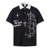 Subcultura Estampa de Espinhos Gola Polo Manga Curta Masculina Verão Street Style Pulôver Solto e Versátil Camiseta Tendência