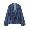 Comercio Exterior Europeo y Americano Transfronterizo Ropa de Mujer Popular en Aliexpress Verano Dulce Decoración en Capas Versátil Moda Camisa de Manga Larga