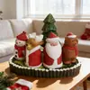 Papá Noel Tallado Puro Hecho a Mano en Madera Maciza Adornos para Sala de Estar Oficina Escritorio Accesorios Creativos para el Hogar Regalos Navideños
