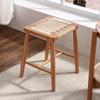 Taburete de cuerda de madera de cerezo estilo nórdico simple para el hogar silla de tocador japonesa de ratán taburete para cambiar zapatos taburete tejido para maquillaje
