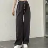 Pantalones de pana de pierna ancha de estilo transfronterizo, doble cordón, cintura alta, drapeados, pierna recta, pantalones casuales holgados para mujer, novedad de primavera 2026