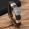 Pulsera de cuero vintage con cuentas tejidas a mano y diseño de árbol de la vida para hombre, tamaño ajustable.
