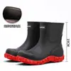 Botas de Chuva Transfronteiriças Estilo Coreano de Cano Médio-Curto, Botas de Chuva Cinzas Antiderrapantes Resistentes ao Desgaste com Solado Grosso, Botas à Prova de Vento Estilo Motociclista, Sapatos Impermeáveis Antiderrapantes