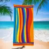 Toalla de Playa de Secado Rápido Transfronteriza con Estampado de Rayas, Toalla de Baño para Surf en la Costa, Amigable con la Piel, Transpirable, No se Desvanece