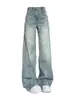 Jeans Retro Americanos de Tiro Alto de Pierna Ancha para Mujer, Nuevo Diseño de Alta Calle Otoñal, Pantalones Rectos Sueltos con Caída hasta el Suelo