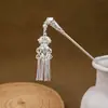 Grampo de Cabelo Estilo Étnico com Franjas Geométricas Vazadas, Grampo de Cabelo Moderno com Gotejamento de Óleo em Formato de Gota d'Água, Acessório de Cabelo Hanfu para Mulheres