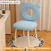 Mesa de Maquiagem Influenciadora de Nail Art Banqueta Simples Luxo Leve Encosto Quarto Vestir Casa Meninas Cadeira Creme