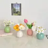 Estilo Ins Jarrón Redondo Pequeño Flores Secas Flores Artificiales Colorido Set de Botellas de Cerámica Decoración para Dormitorio Sala de Estar Mini Adornos Pequeños