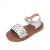 Sandalias Tejidas de Punta Abierta para Niñas Suela Suave Antideslizante Velcro Estilo Retro Sencillo Zapatos de Princesa para Niñas