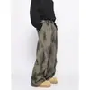 Pantalones Cargo Tridimensionales Estilo Retro Americano para Hombre, Pantalones de Mezclilla Rectos Sueltos Estilo Melard Retro para Hombre