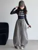 Pantalones casuales nuevos de otoño para niñas mayores, ropa infantil, pantalones curvos para niñas, estilo 'old money' holgado, pantalones tipo globo relajados