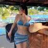Conjunto de bikini de tres piezas estilo dulce y femenino de deseo puro, bikini sexy de chica hot, traje de baño de dos piezas para mujer