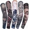 Mangas de tatuaje punto cruz transfronterizas populares para exteriores protección solar para hombres y mujeres brazo de tatuaje flor grande brazo completo sin costuras manga de hielo