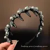 Diadema vintage de terciopelo con pedrería para mujer, nuevo modelo 2026, diadema de corona alta, accesorio para el cabello que adelgaza el rostro, pasador, adorno para la cabeza