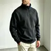 Sudadera Cruzada 2026 con Cuello Alto y Media Cremallera para Hombre con Mangas Ranglán y Bolsillo Canguro Chaqueta Deportiva Casual Sudadera Cruzada