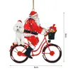 Decorações de Natal Transfronteiriças 2023 Pingentes para Casa Enfeites de Árvore de Natal Festa de Feriado Cachorro Chapéu de Natal Decorações Penduradas de Desenho Animado