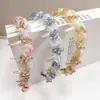 Diadema de Gasa Floral de Hada Súper con Dientes Grandes de Cristal para Mujer con Dientes Antideslizantes de Parte Alta, Accesorio para el Cabello Elegante, Suave y Dulce