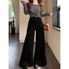Jeans de cintura alta com aparência fina, solto, all-match, 2025, retrô, antigo, feminino, stretch, perna larga, calça de viajante, aparência fina