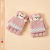 Guantes de Invierno y Otoño para Niños sin Dedos con Solapa al por Mayor de Lana Tejida Cálidos a Prueba de Frío de Dibujos Animados para Niños Pequeños y Bebés