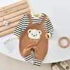 Mameluco Nuevo Elegante Estilo Coreano de Manga Larga para Bebés Niños y Niñas, Mono de Exterior para Bebé, Atuendo de Gateo de Moda