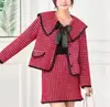 Suéter de Punto Estilo Chanel para Mujer, Primavera y Otoño, Abrigo Elegante de Alta Gama Femenino, Falda de Cintura Alta, Conjunto de Dos Piezas para Mujer Petite