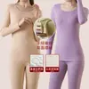 Ropa interior térmica de terciopelo para mujer, top básico sin costuras, traje de pantalones largos de otoño e invierno, engrosado con forro polar