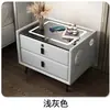 Mesita de noche inteligente con carga inalámbrica mesita de noche simple de lujo ligero gabinete de mesita de noche de cuero con cerradura de huellas dactilares audio multifuncional