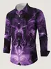 Camisa Casual Masculina de Manga Longa com Estampa Digital Amazon Europeia e Americana Cross-Border Stretch